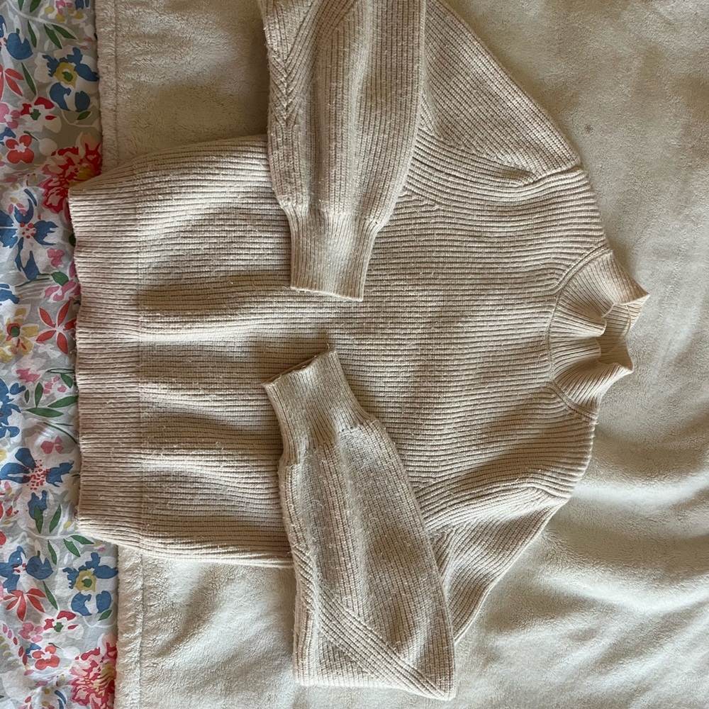 Zara Beige Ribbed Turtleneck Sweater